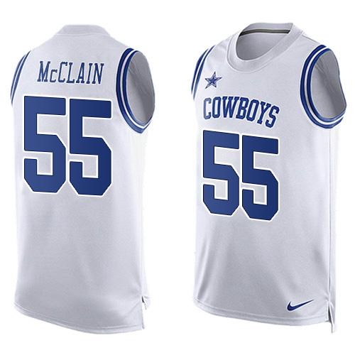  Cowboys #55 Rolando McClain White Men's Stitched NFL Limited Tank Top Jersey